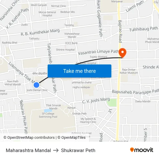 महाराष्ट्र मंडल to शुक्रवार पेठ map