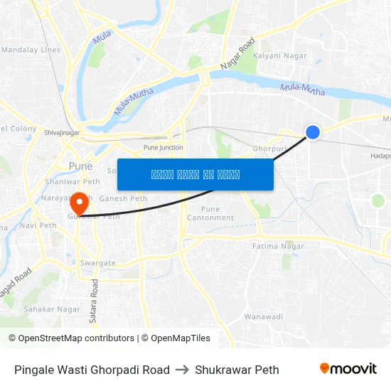 पिंगले वस्ती घोरपडी रोड to शुक्रवार पेठ map