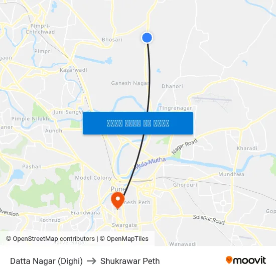 दत्त नगर (दिघी) to शुक्रवार पेठ map