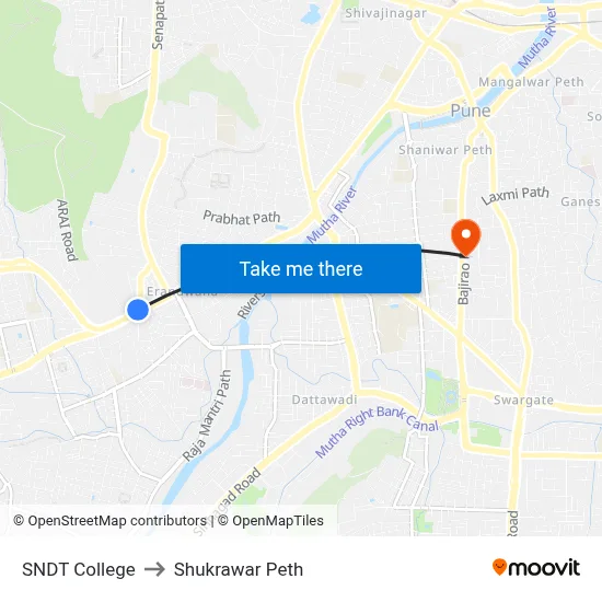 SNDT College to Shukrawar Peth map