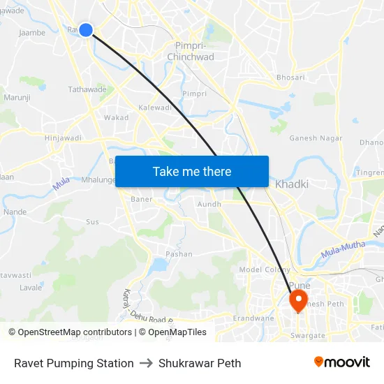 रावेत पंपिंग स्टेशन to शुक्रवार पेठ map