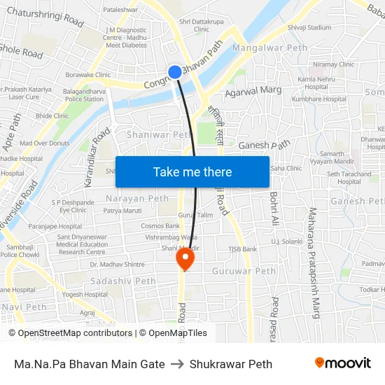 Ma.Na.Pa Bhavan Main Gate to Shukrawar Peth map