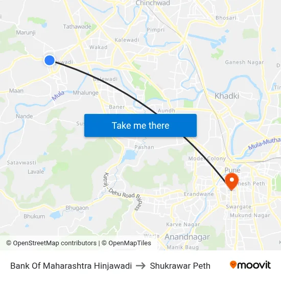 बैंक ऑफ महाराष्ट्र हिंजवाड़ी to शुक्रवार पेठ map