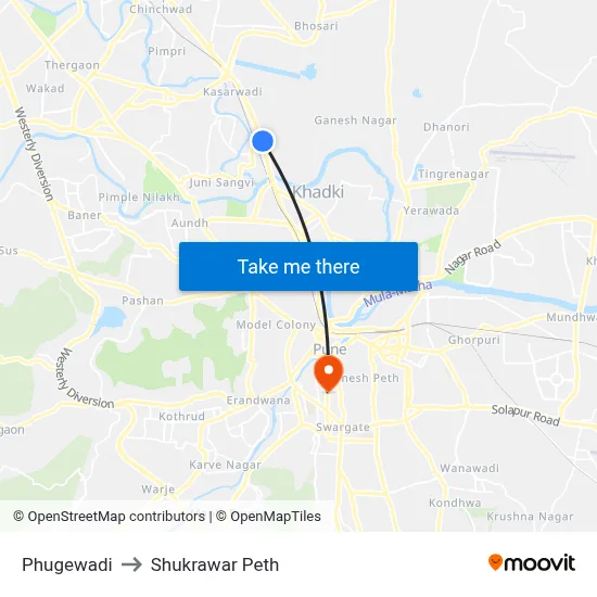 Phugewadi to Shukrawar Peth map