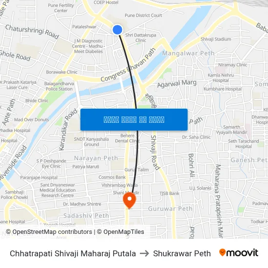 छत्रपति शिवाजी महाराज पुतळा to शुक्रवार पेठ map