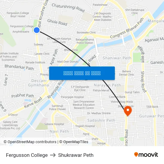फर्ग्युसन कॉलेज to शुक्रवार पेठ map