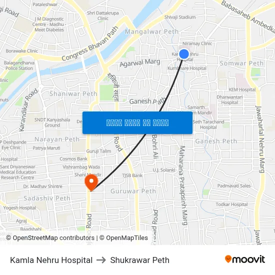 कमला नेहरू हॉस्पिटल to शुक्रवार पेठ map