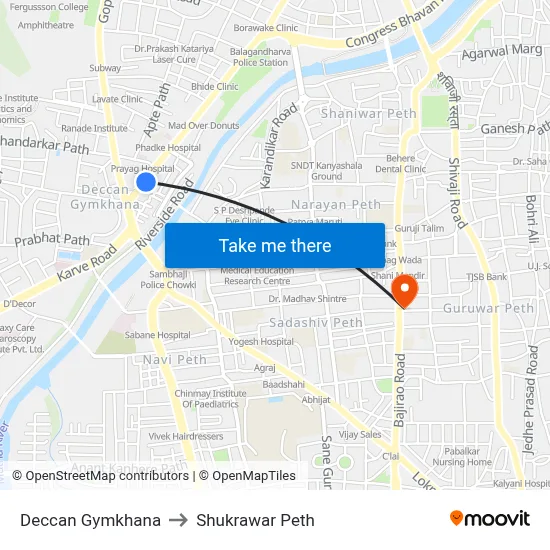 Deccan Gymkhana to Shukrawar Peth map