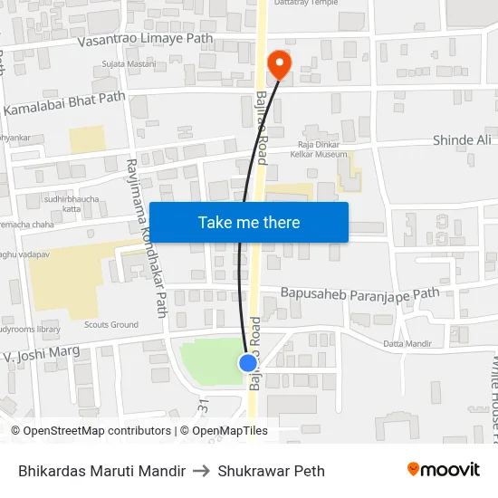 भीकरदास मारुति मंदिर to शुक्रवार पेठ map