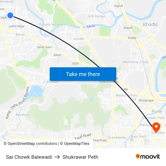 साई चौक बालेवाडी to शुक्रवार पेठ map