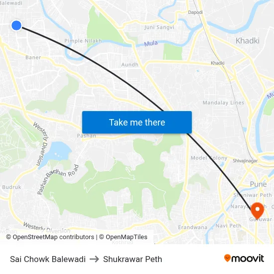 Sai Chowk Balewadi to Shukrawar Peth map