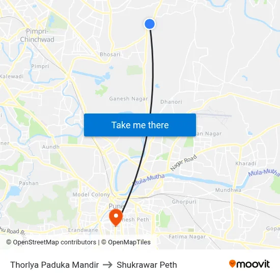 थोरल्या पादुका मंदिर to शुक्रवार पेठ map