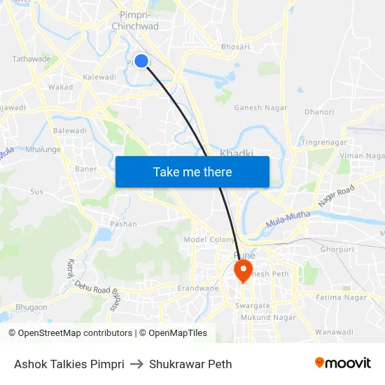 अशोक टॉकीज पिंपरी to शुक्रवार पेठ map