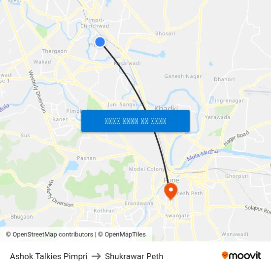 अशोक टॉकीज पिंपरी to शुक्रवार पेठ map