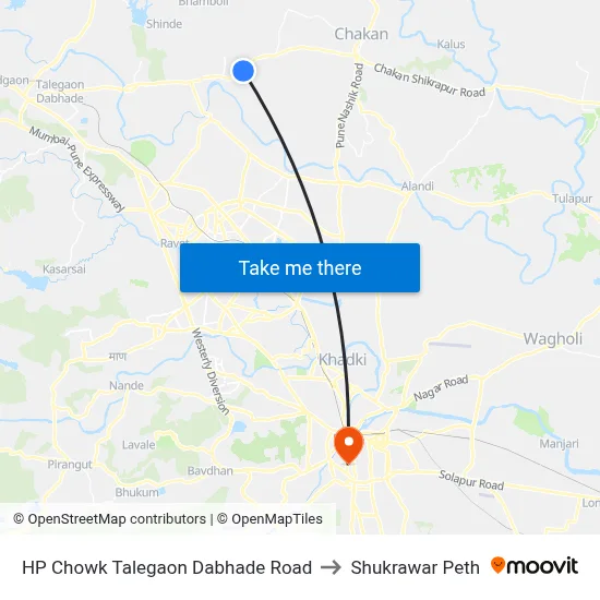 HP Chowk Talegaon Dabhade Road to Shukrawar Peth map