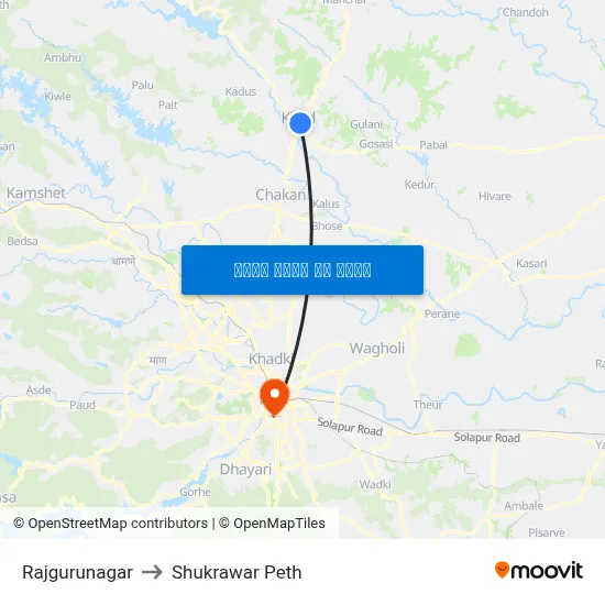 राजगुरुनगर to शुक्रवार पेठ map