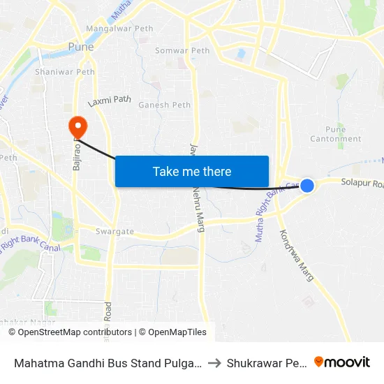 Mahatma Gandhi Bus Stand Pulgate to Shukrawar Peth map