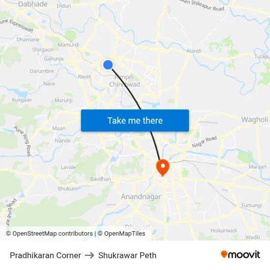 प्राधिकरण कॉर्नर to शुक्रवार पेठ map