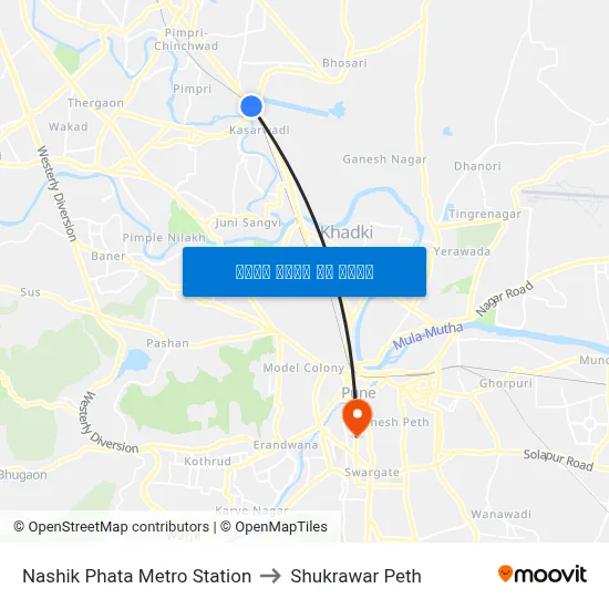 नाशिक फाटा मेट्रो स्टेशन to शुक्रवार पेठ map