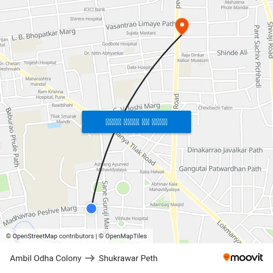 अंबिल ओढा कॉलोनी to शुक्रवार पेठ map