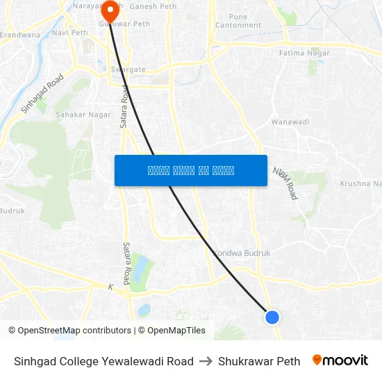 सिंहगड कॉलेज येवलेवाड़ी रोड to शुक्रवार पेठ map