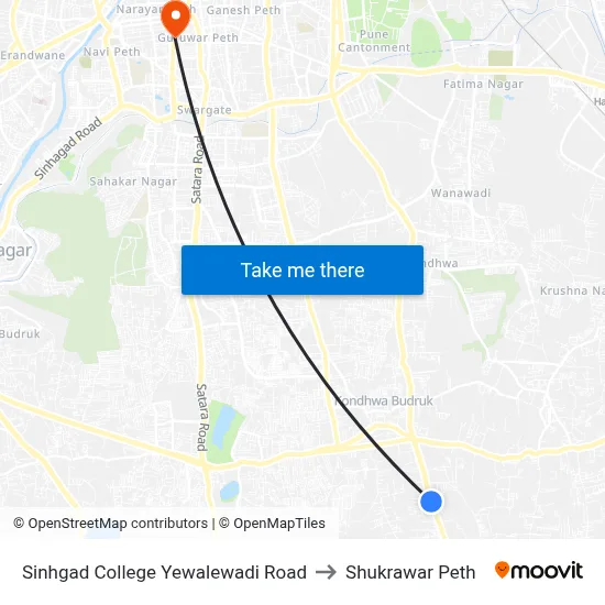 सिंहगड कॉलेज येवलेवाड़ी रोड to शुक्रवार पेठ map