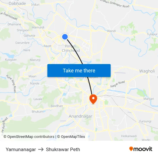 यमुनानगर to शुक्रवार पेठ map