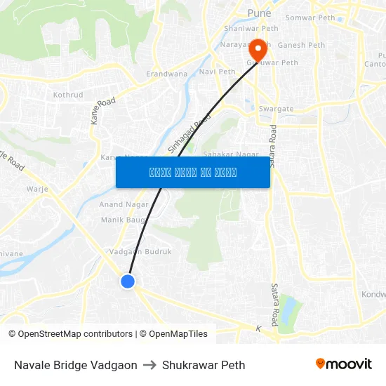 नवले ब्रिज वडगांव to शुक्रवार पेठ map