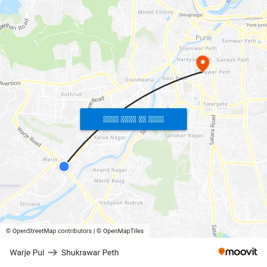 वारजे पुल to शुक्रवार पेठ map