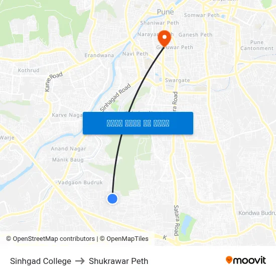 सिंहगड कॉलेज to शुक्रवार पेठ map