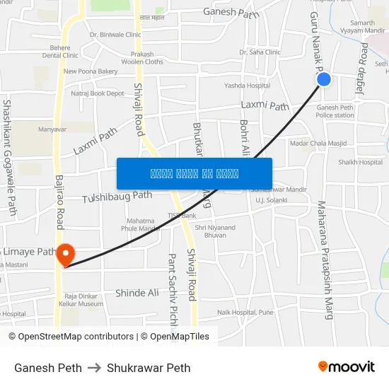 गणेश पेठ to शुक्रवार पेठ map