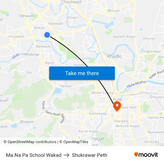 मा.न.पा स्कूल वाकड to शुक्रवार पेठ map