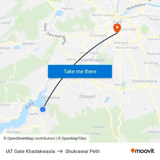 आईएटी गेट खडकवासला to शुक्रवार पेठ map