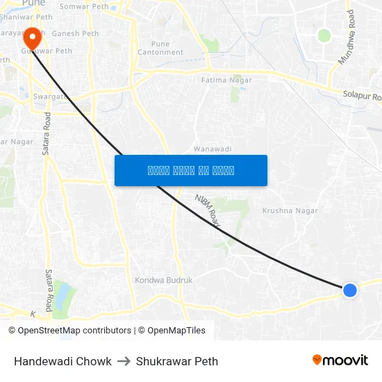 हंडेवाडी चौक to शुक्रवार पेठ map