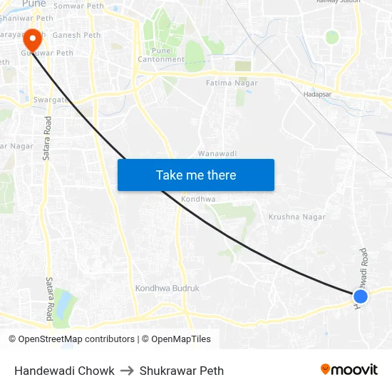 हंडेवाडी चौक to शुक्रवार पेठ map