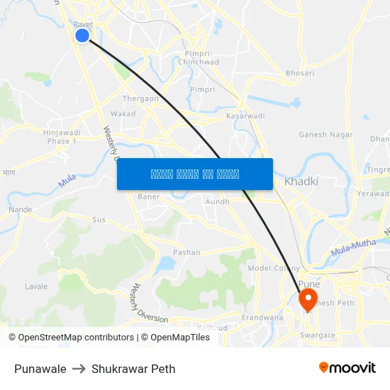 पुनावले to शुक्रवार पेठ map