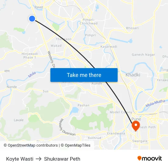 Koyte Wasti to Shukrawar Peth map
