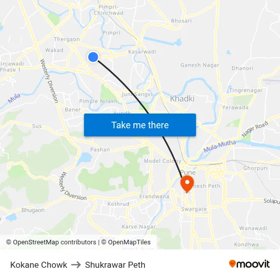 Kokane Chowk to Shukrawar Peth map