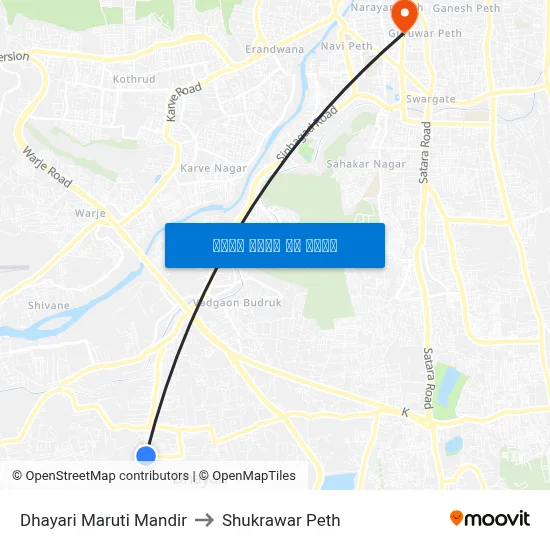 धायरी मारुति मंदिर to शुक्रवार पेठ map