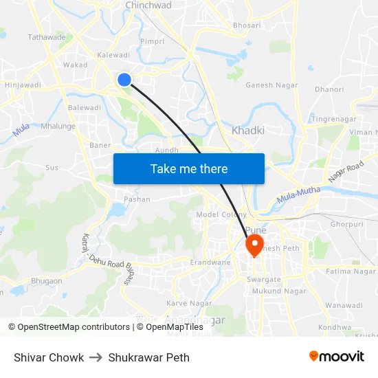 शिवार चौक to शुक्रवार पेठ map