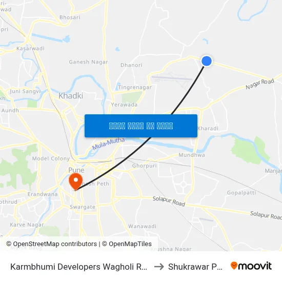 कर्मभूमि डेवलपर्स वाघोली रोड to शुक्रवार पेठ map