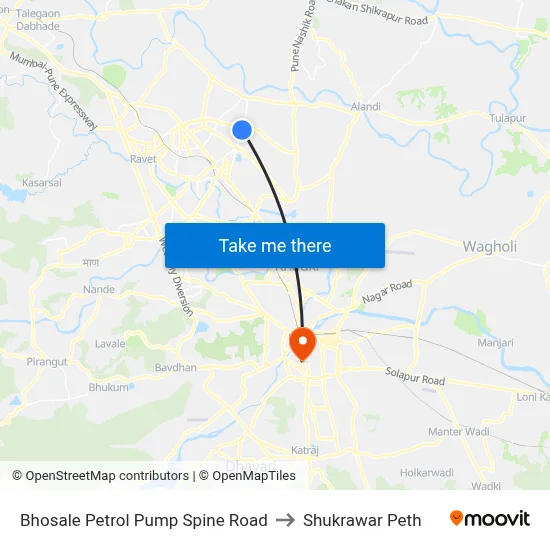 भोसले पेट्रोल पंप स्पाइन रोड to शुक्रवार पेठ map