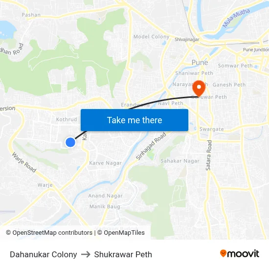 Dahanukar Colony to Shukrawar Peth map