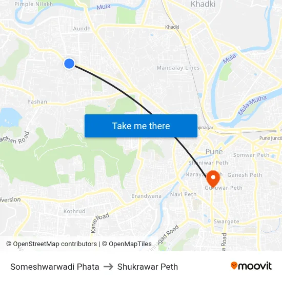 सोमेश्वरवाडी फाटा to शुक्रवार पेठ map