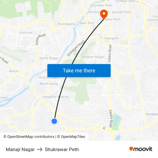मनाजी नगर to शुक्रवार पेठ map