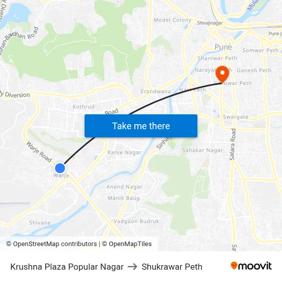 कृष्णा प्लाझा पॉप्युलर नगर to शुक्रवार पेठ map