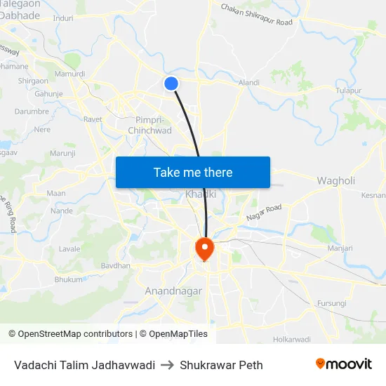वडाची तालीम जाधववाडी to शुक्रवार पेठ map