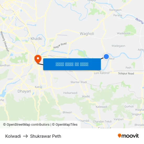 कोलवाडी to शुक्रवार पेठ map