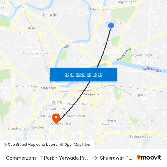 कॉमरझोन आईटी पार्क / येरवाडा प्रेस to शुक्रवार पेठ map