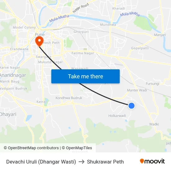 देवाची उरुली (धनगर वस्ती) to शुक्रवार पेठ map